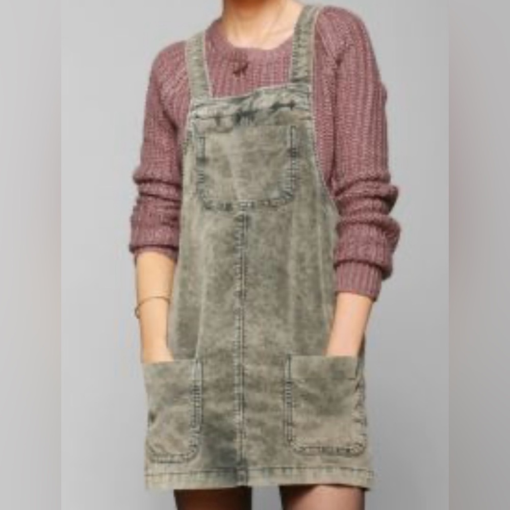 Urban Outfitters BDG Charcoal Acid Wash Corduroy Overalls Dress size XS